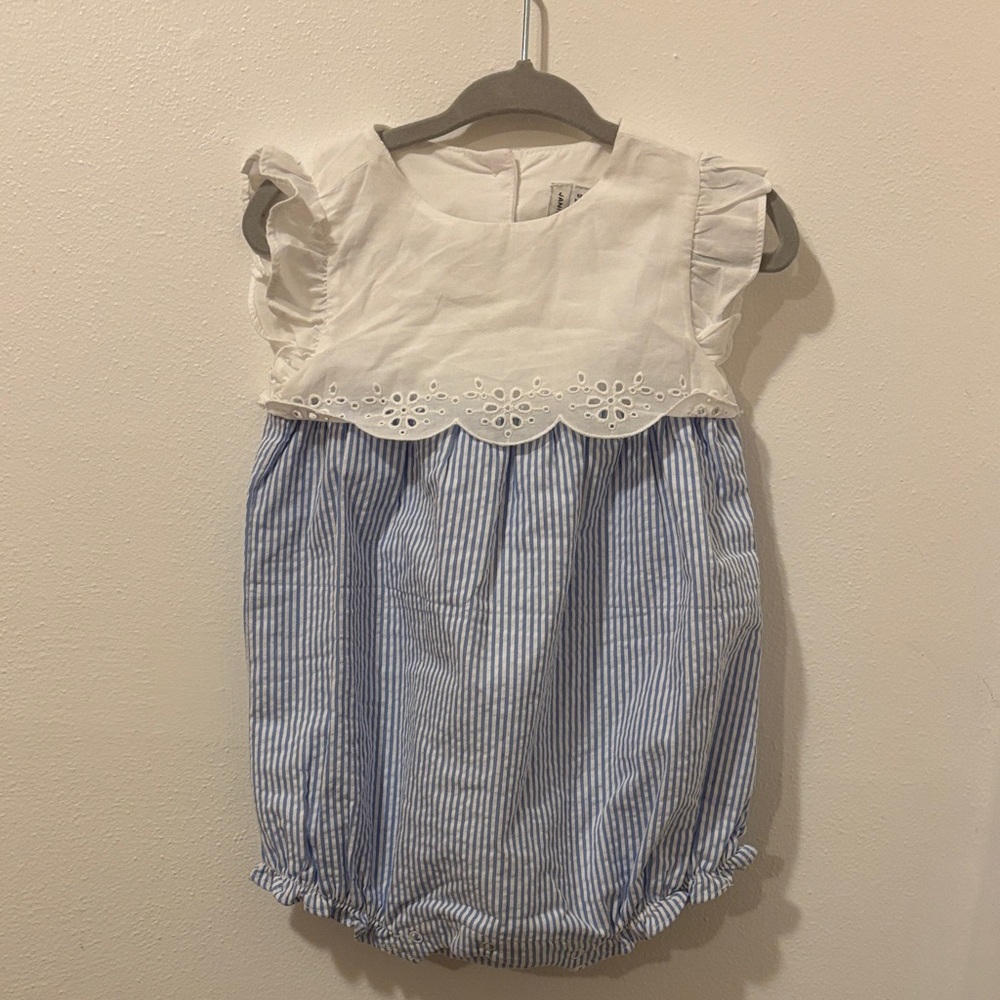 Blue and White Striped Baby Dress